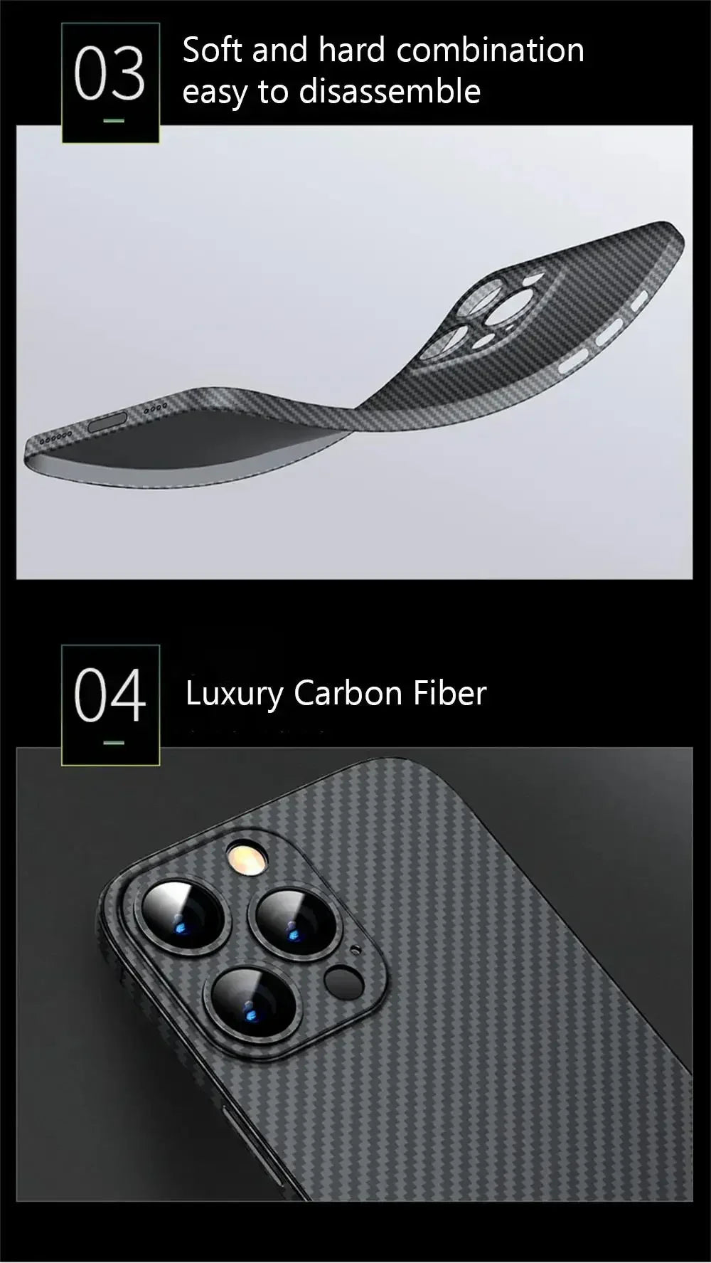 Funda mate de fibra de carbono ultrafina de lujo 🔳