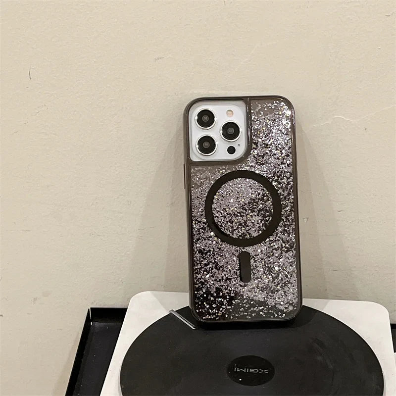 Funda Para Teléfono Con Purpurina MagSafe De Arenas Brillantes ✨