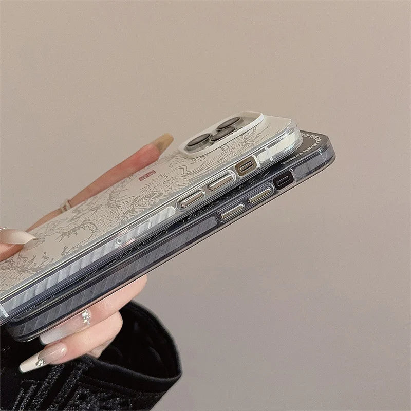 Funda de lujo para teléfono de dragón chino láser 🐉✨