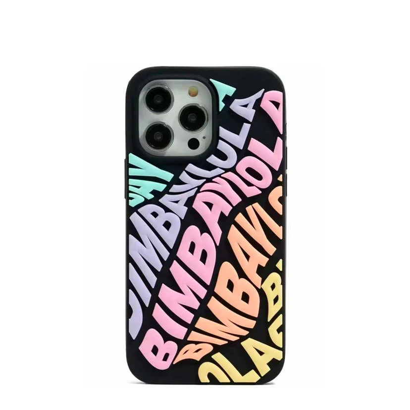 Funda para teléfono negra minimalista con letras BYL ✨