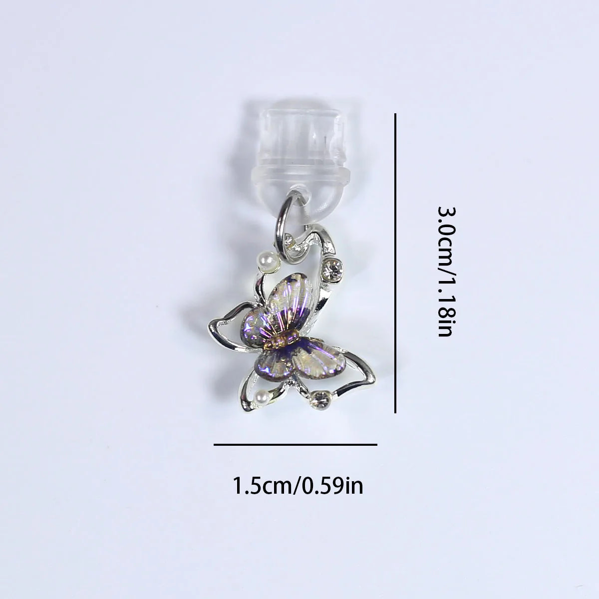 Tapón de polvo de perlas de mariposa y diamantes