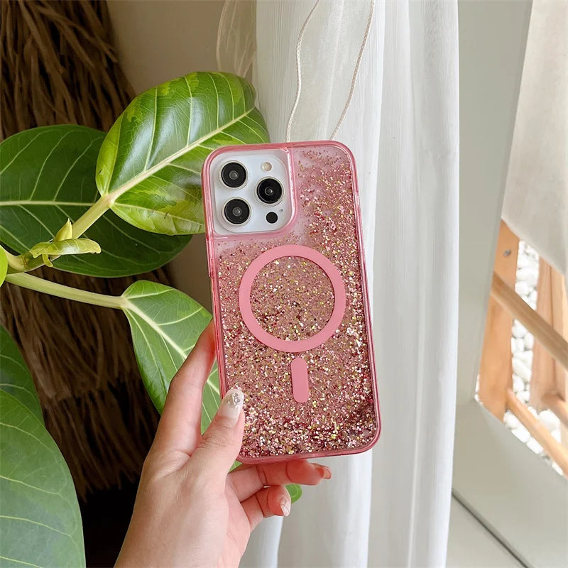 Funda Para Teléfono Con Purpurina MagSafe De Arenas Brillantes ✨