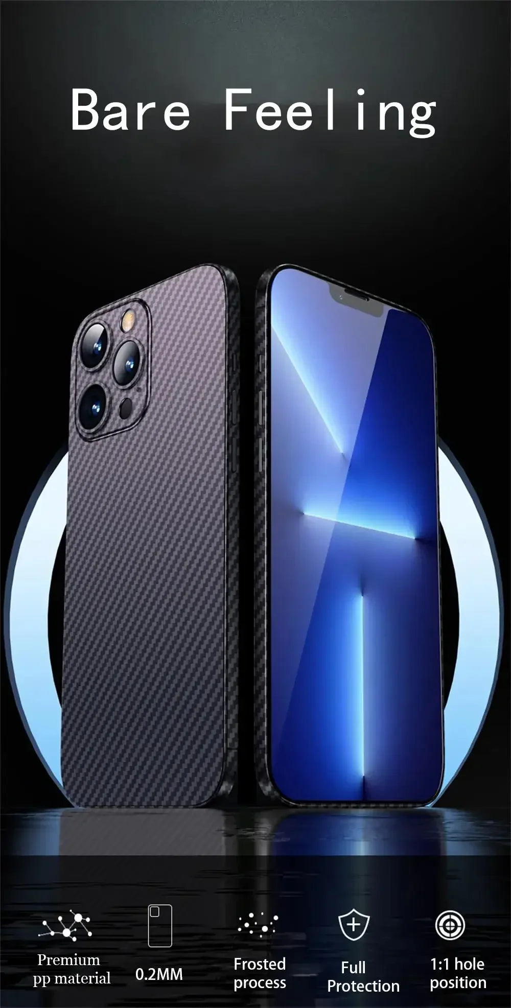 Funda mate de fibra de carbono ultrafina de lujo 🔳