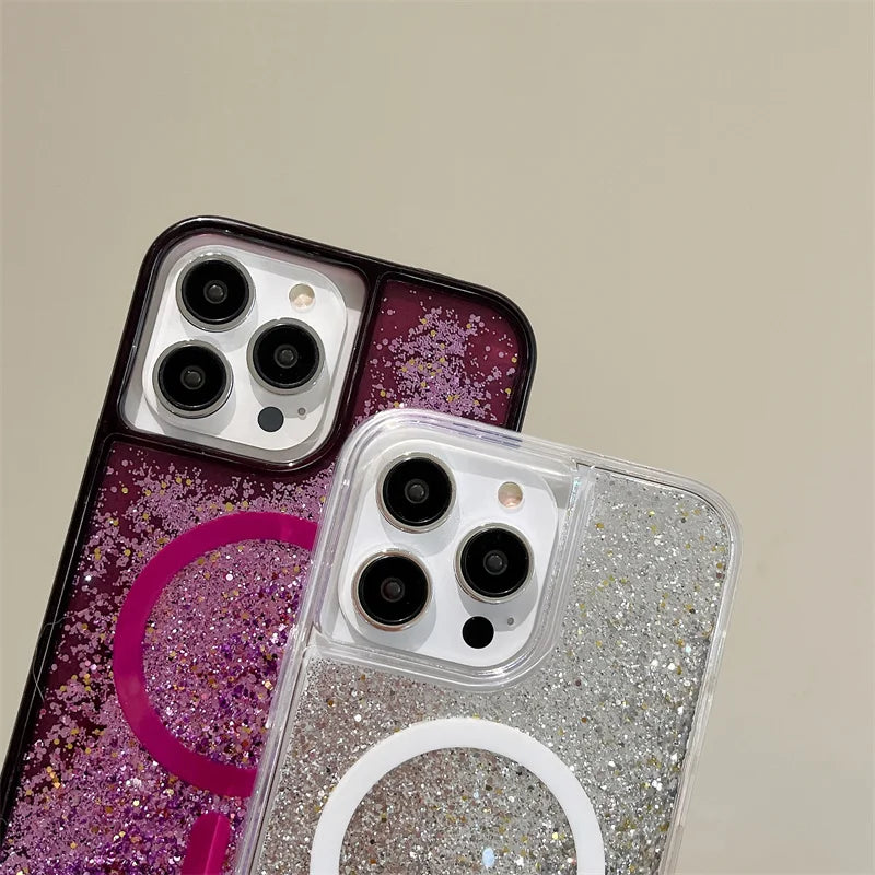 Funda Para Teléfono Con Purpurina MagSafe De Arenas Brillantes ✨