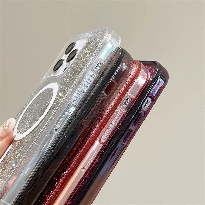 Funda Para Teléfono Con Purpurina MagSafe De Arenas Brillantes ✨