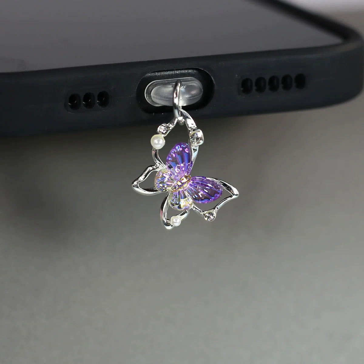 Tapón de polvo de perlas de mariposa y diamantes