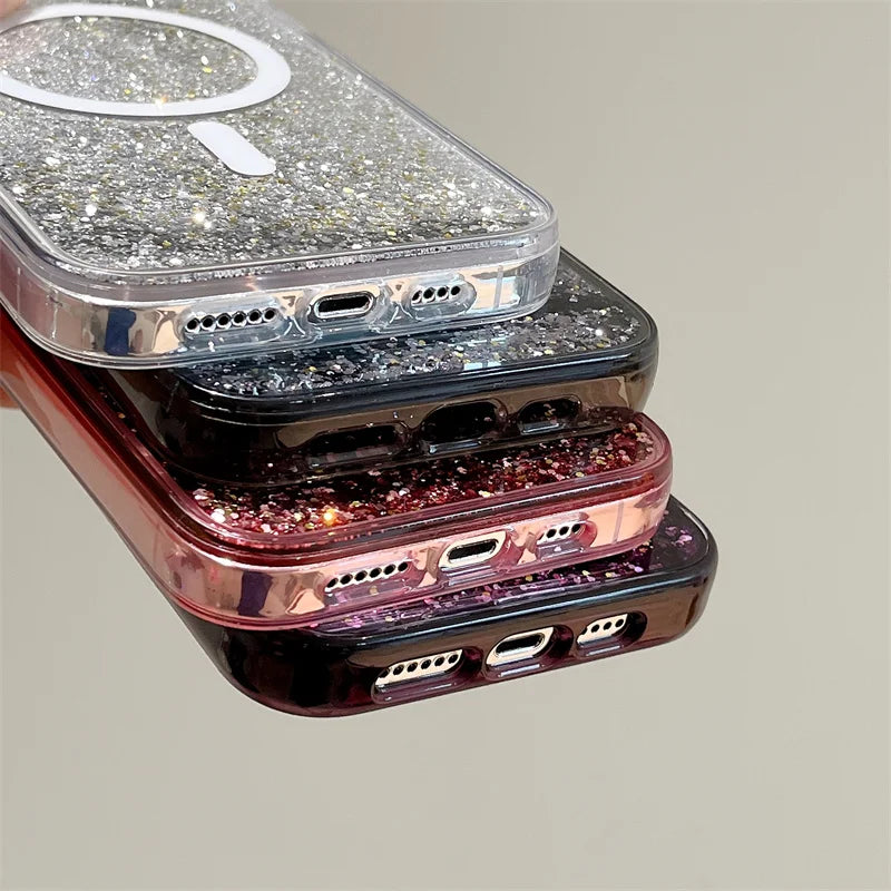 Funda Para Teléfono Con Purpurina MagSafe De Arenas Brillantes ✨