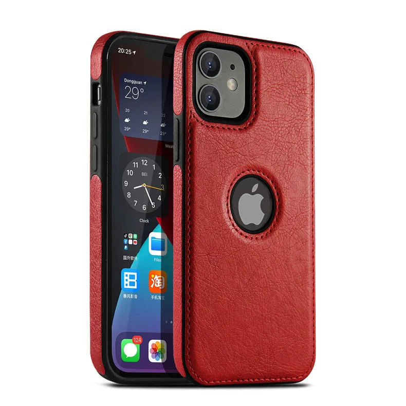 Funda de cuero ultrafina para teléfono y delgada