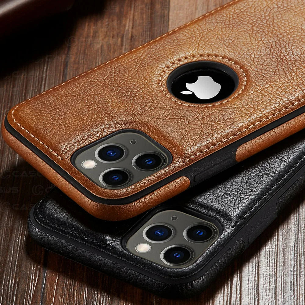 Funda de cuero ultrafina para teléfono y delgada