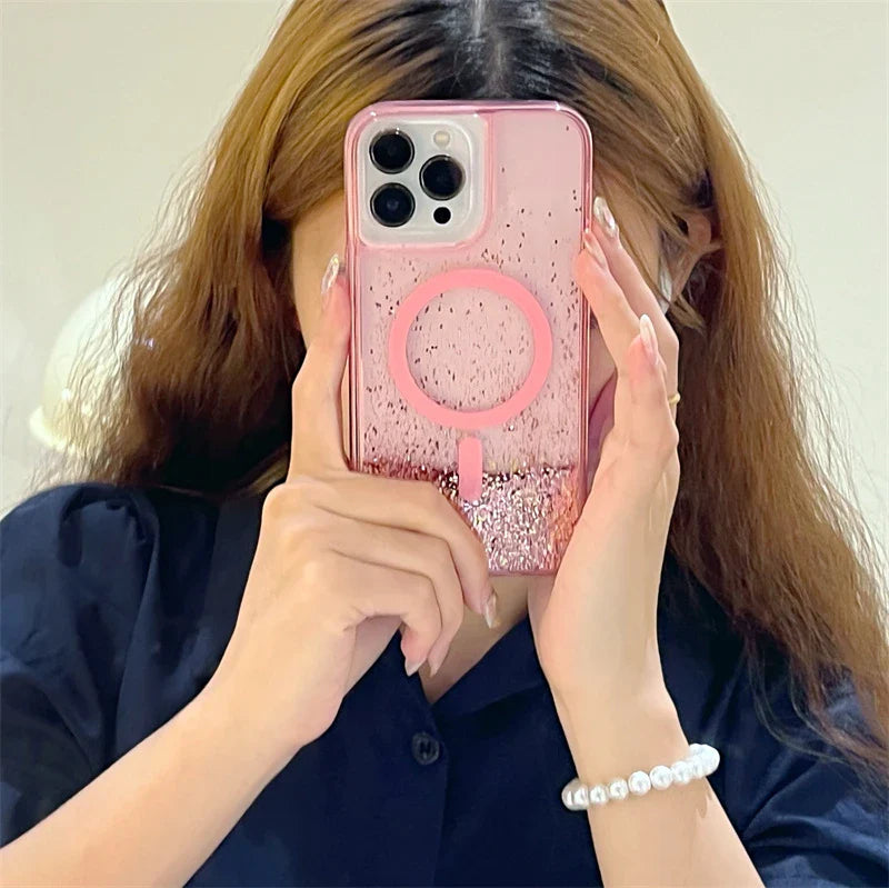 Funda Para Teléfono Con Purpurina MagSafe De Arenas Brillantes ✨