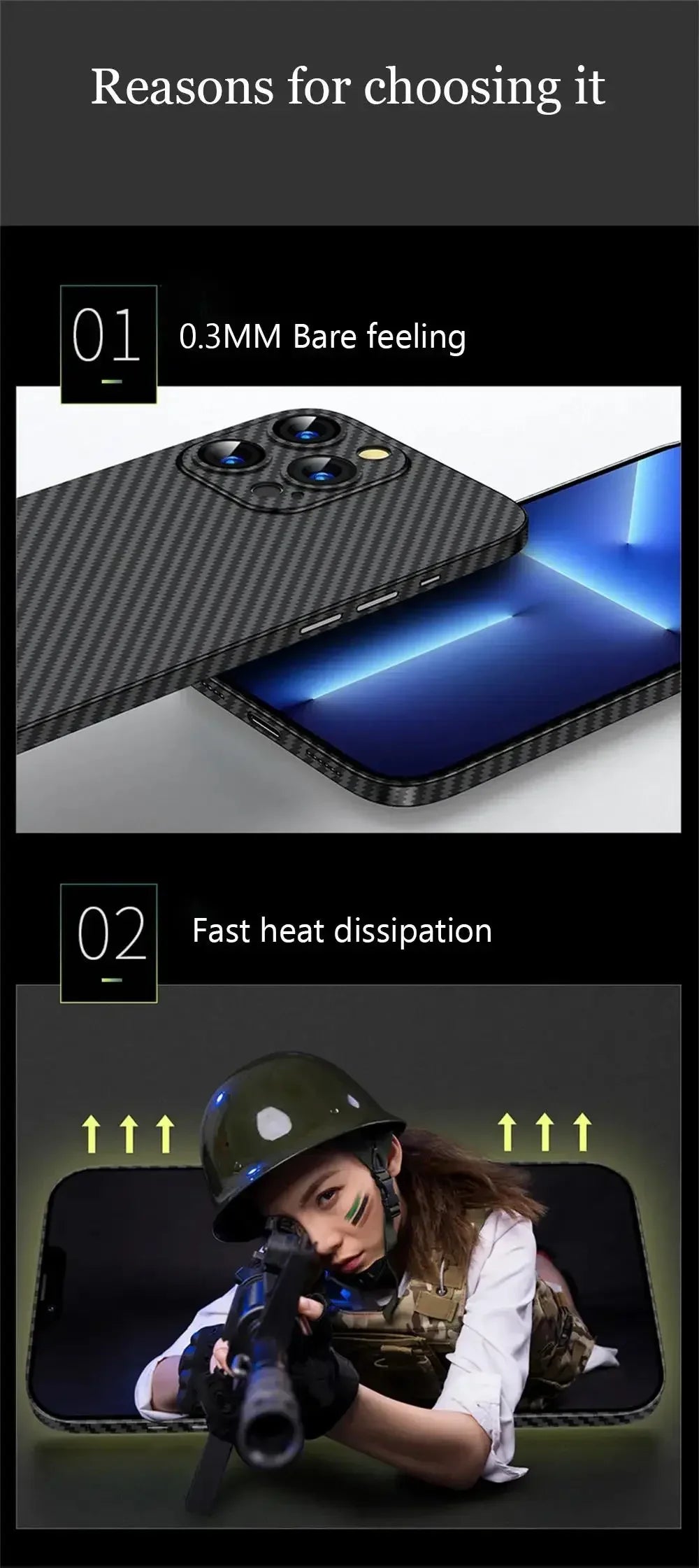 Funda mate de fibra de carbono ultrafina de lujo 🔳