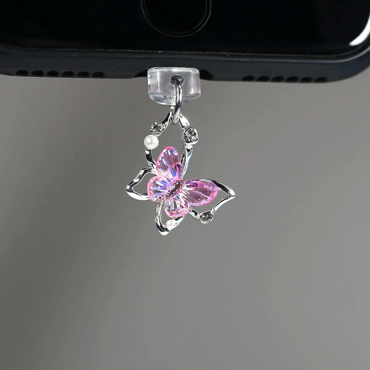 Tapón de polvo de perlas de mariposa y diamantes