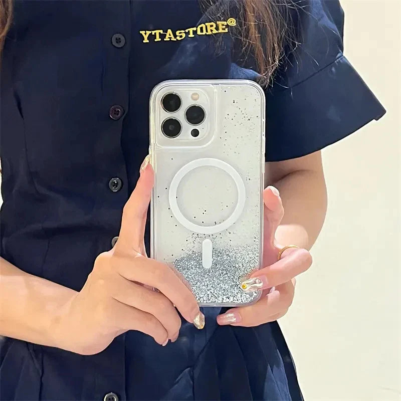 Funda Para Teléfono Con Purpurina MagSafe De Arenas Brillantes ✨
