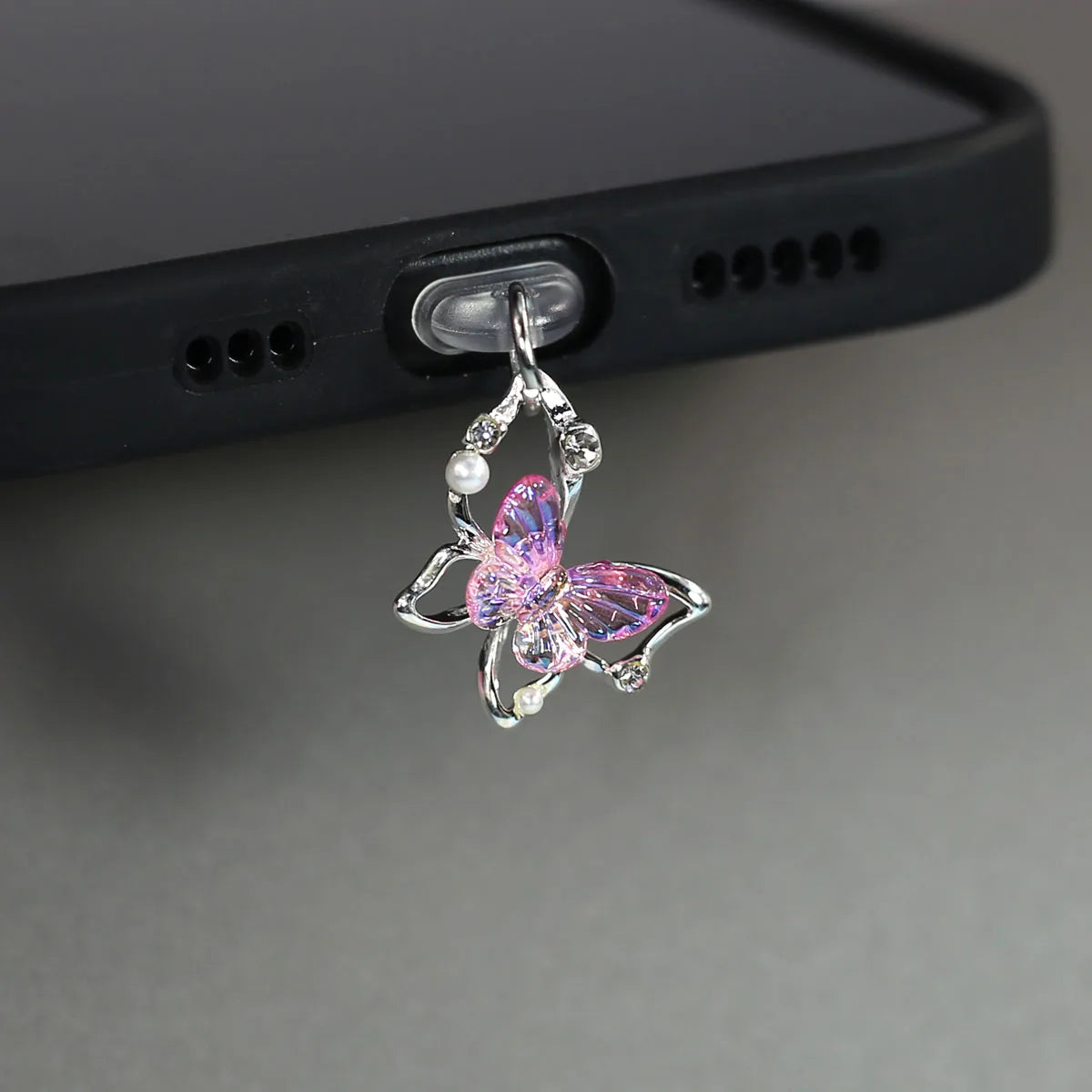 Tapón de polvo de perlas de mariposa y diamantes