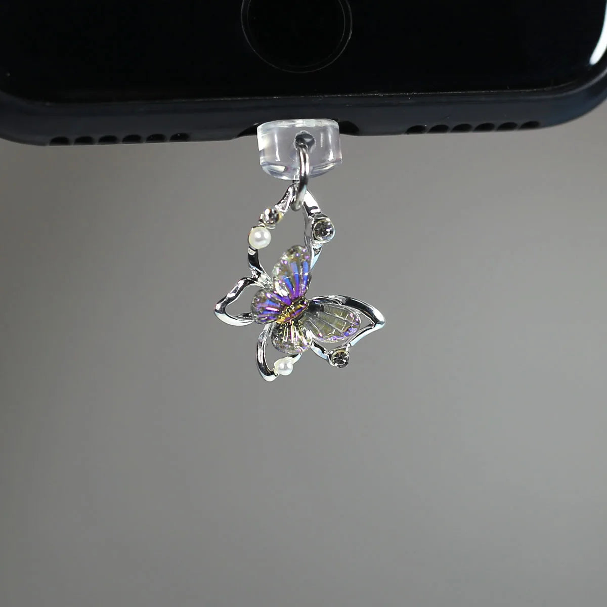 Tapón de polvo de perlas de mariposa y diamantes