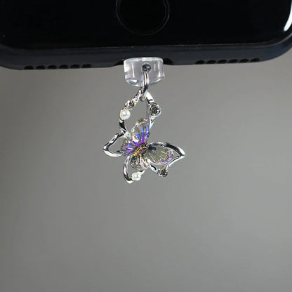 Tapón de polvo de perlas de mariposa y diamantes