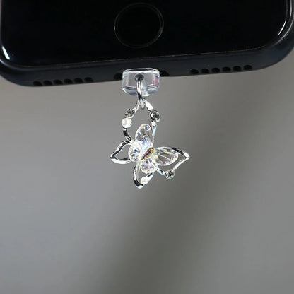 Tapón de polvo de perlas de mariposa y diamantes