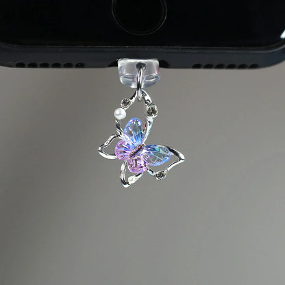 Tapón de polvo de perlas de mariposa y diamantes