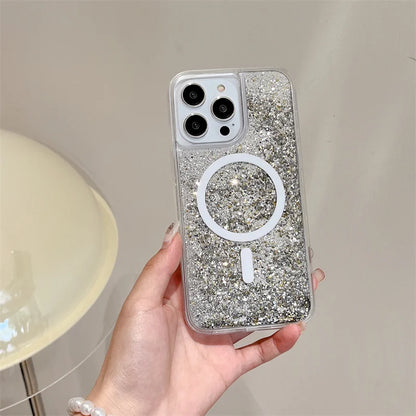 Funda Para Teléfono Con Purpurina MagSafe De Arenas Brillantes ✨