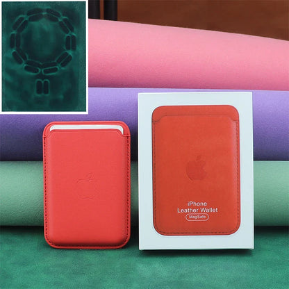 Cartera magnética de cuero y tarjetero