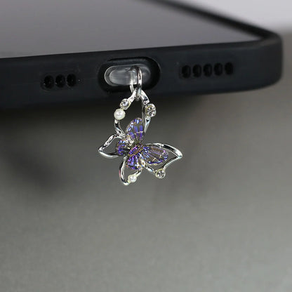 Tapón de polvo de perlas de mariposa y diamantes